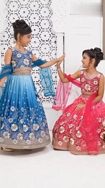 Sophisticated Blue Designer Soft Chinon Silk Digital Print Lehenga Choli with Dupatta Girls Wear