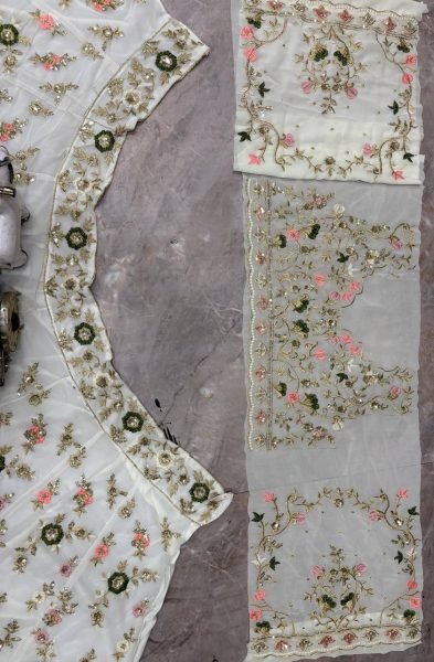 Fox Georgette Lehenga with Sequins Embroidery Cut Work for Wedding Wear Bridal Lehenga Choli