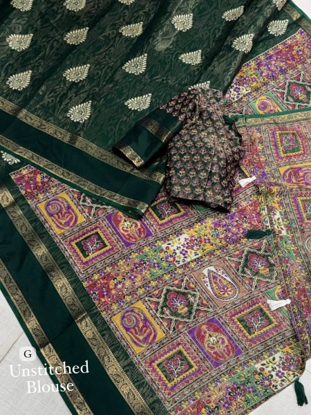 Sophisticated Green Cotton Jacquard Saree with Pallu Tassels at Manufacturer  Printed Cotton Sarees Wholesale