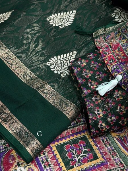 Sophisticated Green Cotton Jacquard Saree with Pallu Tassels at Manufacturer  Printed Cotton Sarees Wholesale