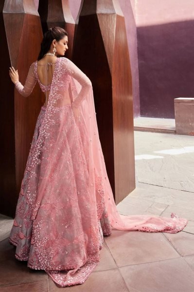 Sophisticated Grey Pink Pastel Thai Silk Lehenga Choli with Sequins Dori Thread Work Designer Lehenga Choli