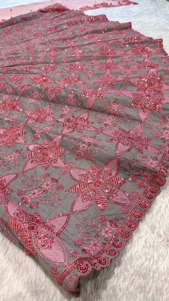 Sophisticated Grey Pink Pastel Thai Silk Lehenga Choli with Sequins Dori Thread Work Designer Lehenga Choli