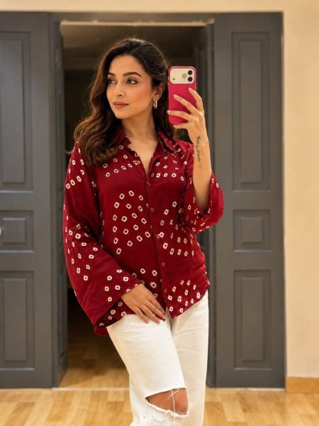 Sophisticated Maroon Printed Satin Shirt for Women with Trendy Design Tunics kurti