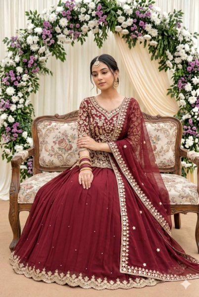 Sophisticated Orange Fancy Designer Lehenga Set for Women Wedding Season Ready To Wear Collection