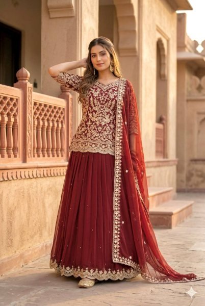 Sophisticated Orange Fancy Designer Lehenga Set for Women Wedding Season Ready To Wear Collection