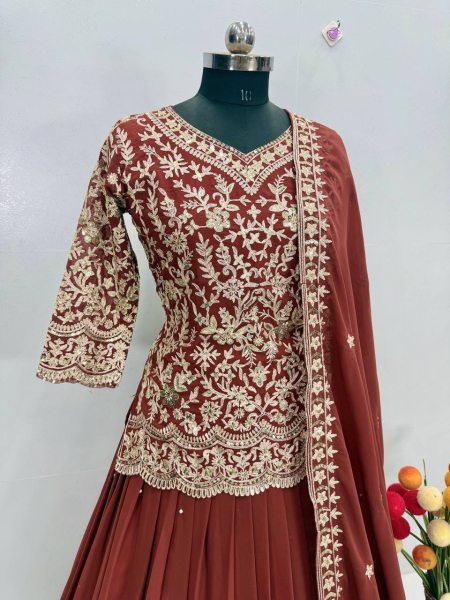 Sophisticated Orange Fancy Designer Lehenga Set for Women Wedding Season Ready To Wear Collection