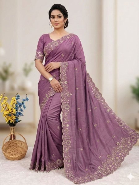 Sophisticated Party Wear Wine Pure Soft Silk Cut Work Saree Designer Wedding Sarees Wholesale