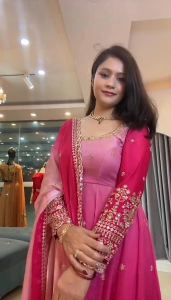 Sophisticated Pink Georgette Embroidered Gown Pant Dupatta Set for Festival Ready To Wear Collection