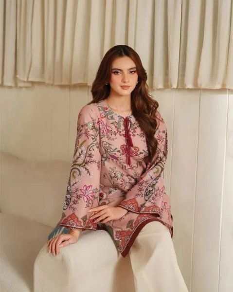 Sophisticated Pink Maslin Digital Print Co Ord Set with Stylish Farshi Shalwar CO ORD Sets