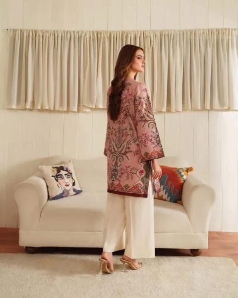 Sophisticated Pink Maslin Digital Print Co Ord Set with Stylish Farshi Shalwar CO ORD Sets