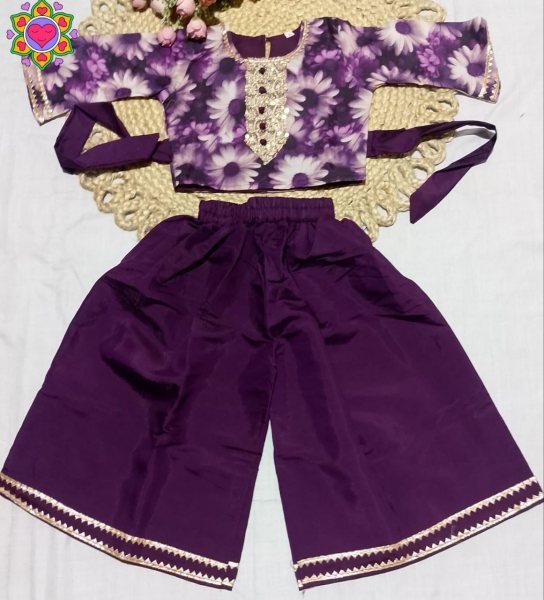 Sophisticated Purple Comfortable Cotton Blend Outfit for Girls Casual Wear Girls Wear