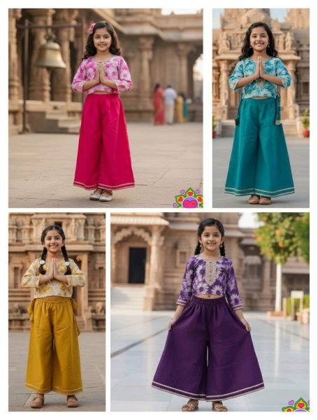 Sophisticated Purple Comfortable Cotton Blend Outfit for Girls Casual Wear Girls Wear