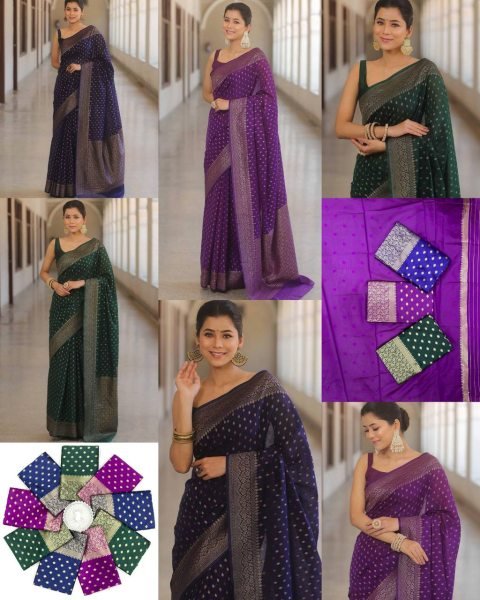 Sophisticated Purple Designer Traditional Saree with Jacquard Border Blouse Silk Sarees Wholesale