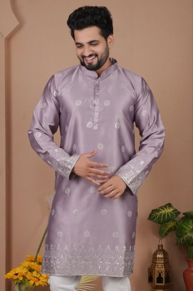 Sophisticated Purple Wedding Special Kurta Pyjama with Elegant Design Kurta Pajama Wholesale