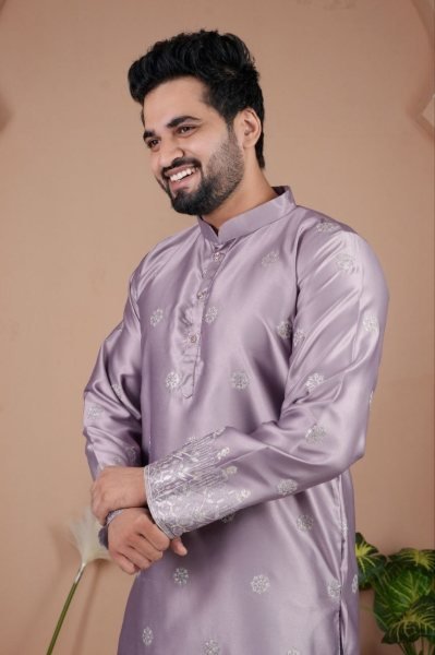 Sophisticated Purple Wedding Special Kurta Pyjama with Elegant Design Kurta Pajama Wholesale