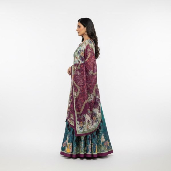 Sophisticated Rama Dola Silk Digital Print Lehenga Choli with Tassel Dupatta at Wholesale Rate Designer Lehenga Choli