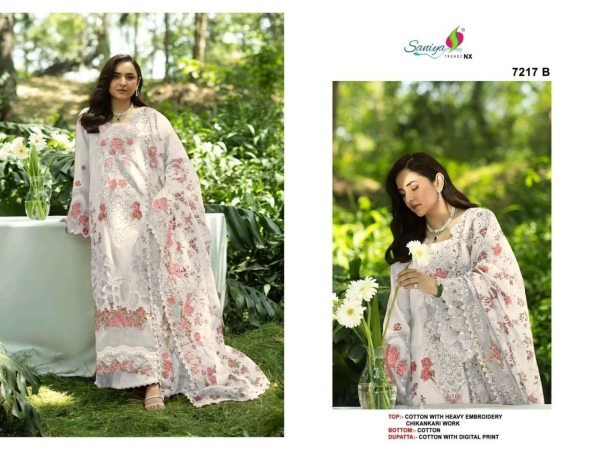 Sophisticated White Designer Chikankari Cotton Suit with Printed Maslin Dupatta Pakistani Suits Wholesale