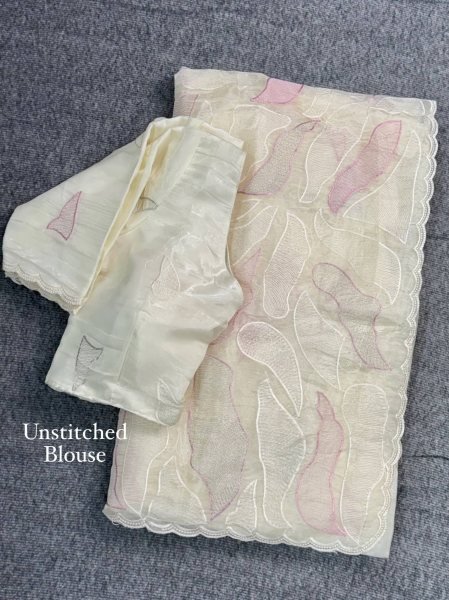 Sophisticated White Women s Chanda Silk Saree with Turkish Embroidery and Matching Blouse Silk Sarees Wholesale