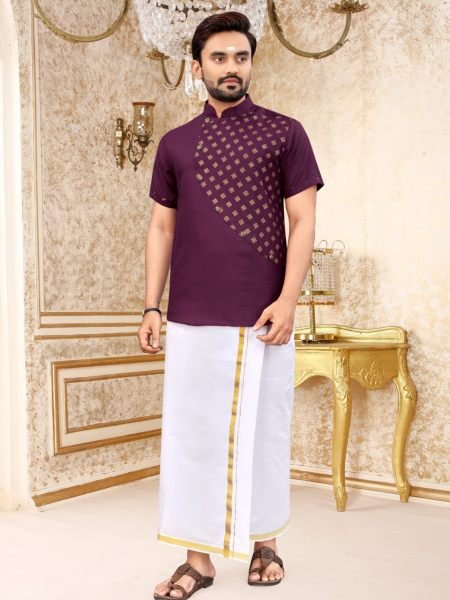 South Indian Style Slub Cotton Short Kurta Collection  Mens Short Kurta