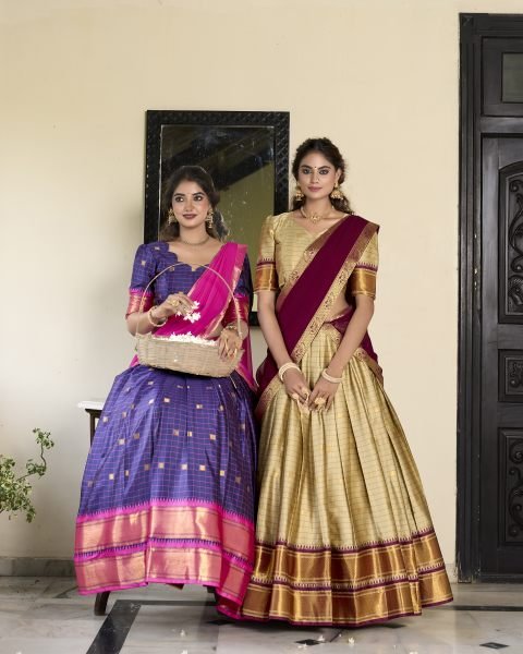 South Indian Traditional Half Saree Lehenga Choli  Half Saree Lehenga