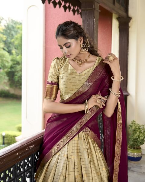 South Indian Traditional Half Saree Lehenga Choli  Half Saree Lehenga
