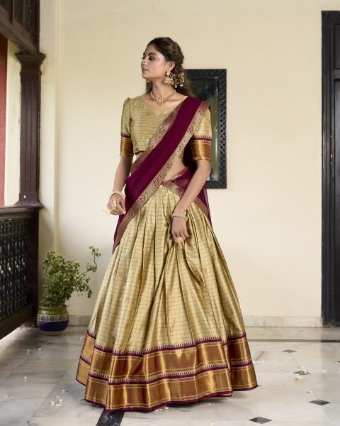 South Indian Traditional Half Saree Lehenga Choli  Half Saree Lehenga