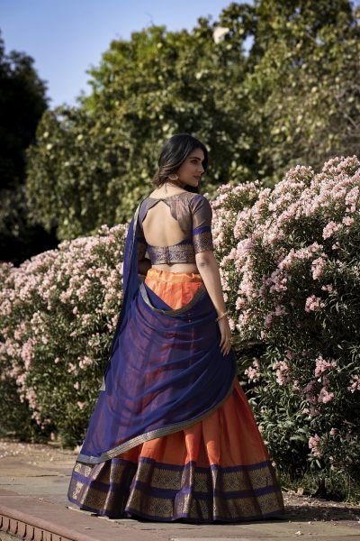 South-style Kanchipuram silk Half Saree lehenga Set Half Saree Lehenga