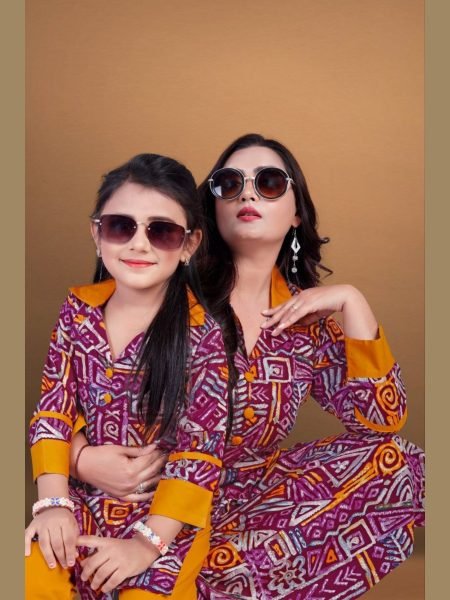 Special Mother Daughter Reyon Printed Top Pant Set Combo Collection  Mom-Doughter Collection