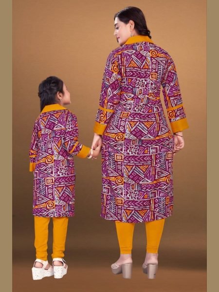 Special Mother Daughter Reyon Printed Top Pant Set Combo Collection  Mom-Doughter Collection