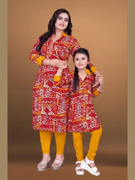 Special Mother Daughter Reyon Printed Top Pant Set Combo Collection  Mom-Doughter Collection