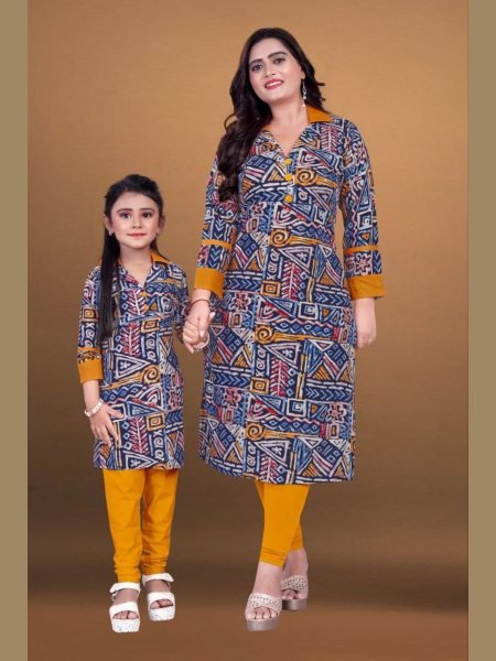 Special Mother Daughter Reyon Printed Top Pant Set Combo Collection  Mom-Doughter Collection
