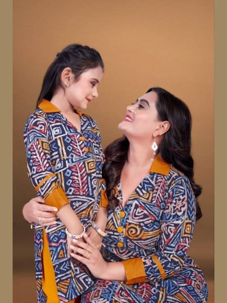 Special Mother Daughter Reyon Printed Top Pant Set Combo Collection  Mom-Doughter Collection