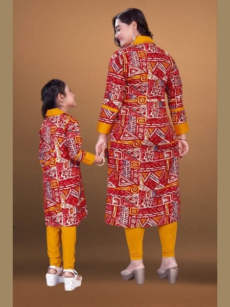 Special Mother Daughter Reyon Printed Top Pant Set Combo Collection  Mom-Doughter Collection