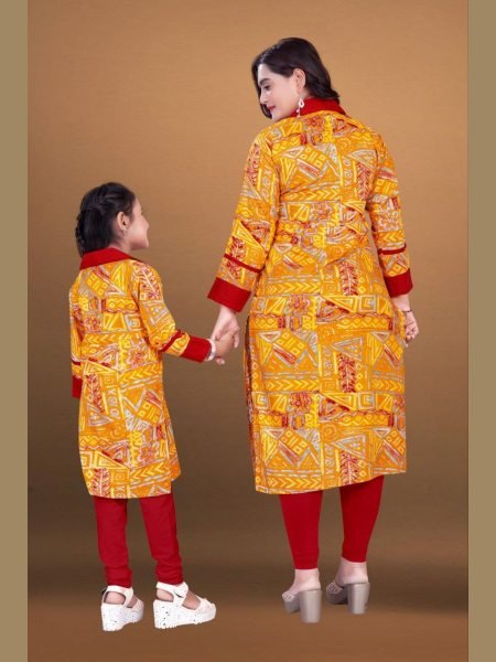 Special Mother Daughter Reyon Printed Top Pant Set Combo Collection  Mom-Doughter Collection