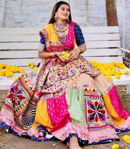 Special Navratri Muslin Cotton Printed Lehenga Choli With Mirror Work Navratri Lehnega Choli