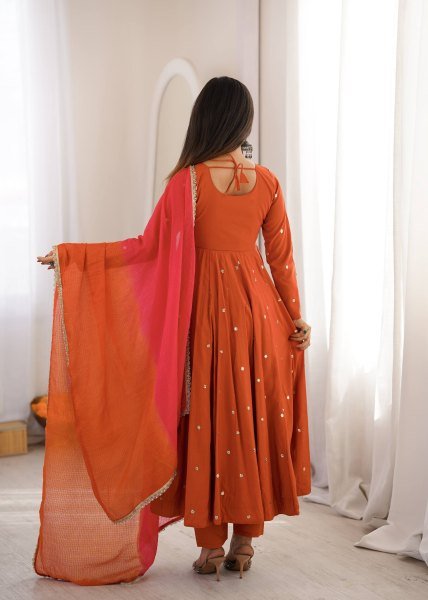 Special Occasion Roman Silk Embroidered And Sequence Work Gown With Bottom And Dupatta Ready To Wear Collection