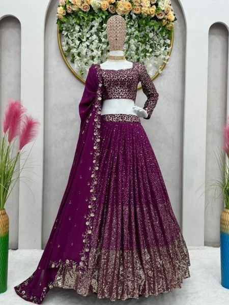 Special Wedding Wear Foux Georgette Lehenga Choli With Sequence Work  