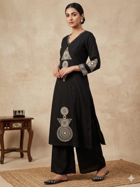 Splendid Black Comfort Fit A-Line Kurti in Bombay Rayon for Everyday Fashion 