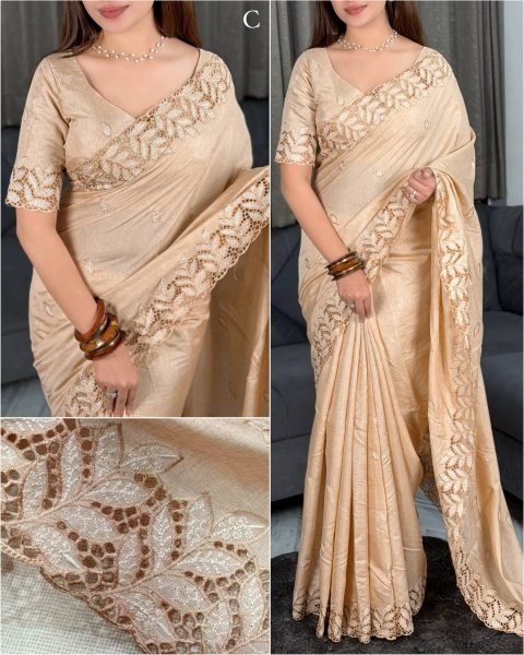 Splendid Cream Arry Cotton Saree with Matching Embroidered Cutwork Blouse For Diwali Collection Cotton Sarees Wholesale