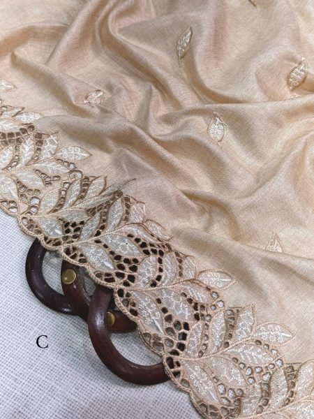 Splendid Cream Arry Cotton Saree with Matching Embroidered Cutwork Blouse For Diwali Collection Cotton Sarees Wholesale