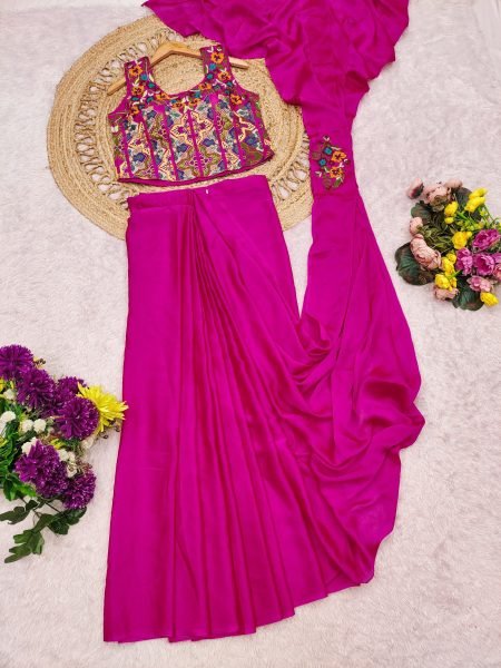 Splendid Pink Elegant Rangoli Silk Saree for Wedding and Reception Wear Ready To Wear Saree 