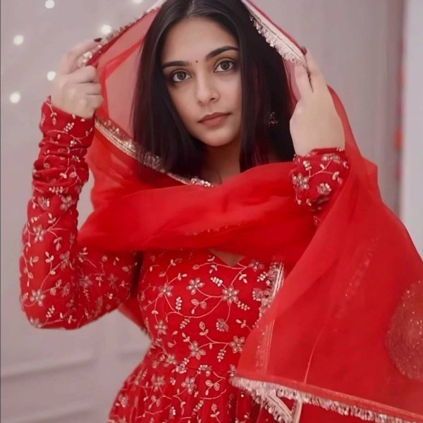 Splendid Red Blooming Georgette Anarkali Gown with Heavy Sequin Work at Manufacturer Rate Ready To Wear Collection