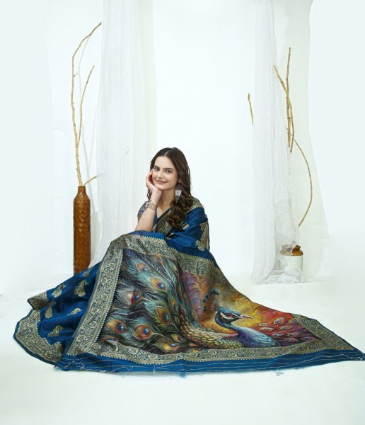 Splendid Teal Blue Soft Lichi Silk Saree with Jacquard Weaving and Designer Blouse Silk Sarees Wholesale