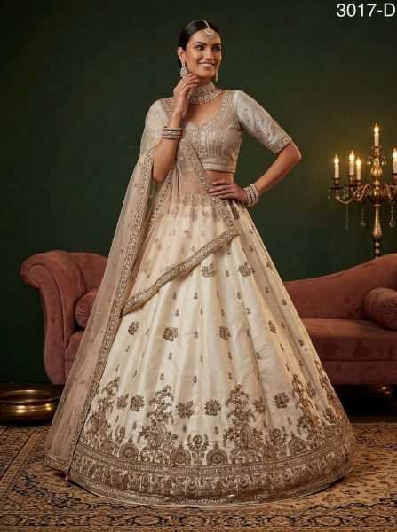 Splendid White Bridal Lehenga with Gold Zari Embroidery for Reception Wear Bridal Lehenga Choli
