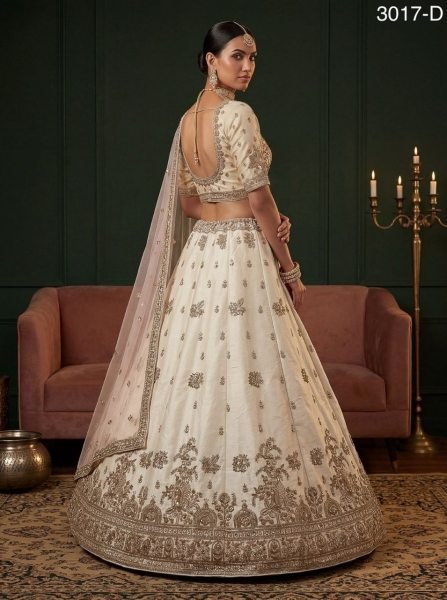 Splendid White Bridal Lehenga with Gold Zari Embroidery for Reception Wear Bridal Lehenga Choli
