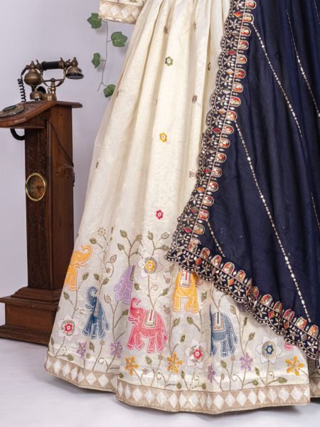 Splendid White Pure Tissue Silk Lehenga Choli with Heavy Thread and Sequin Work Designer Lehenga Choli