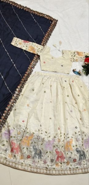 Splendid White Pure Tissue Silk Lehenga Choli with Heavy Thread and Sequin Work Designer Lehenga Choli