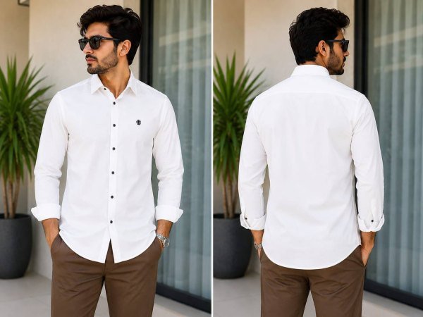 Splendid White Stylish Full Sleeve Cotton Shirt for Men Professional Collection Mens Shirt