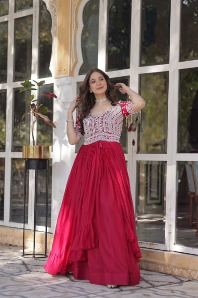Star Georgette Kurti with Heavy Embroidery Work Cotton Lining Elegant Festive Wear Ready To Wear Collection