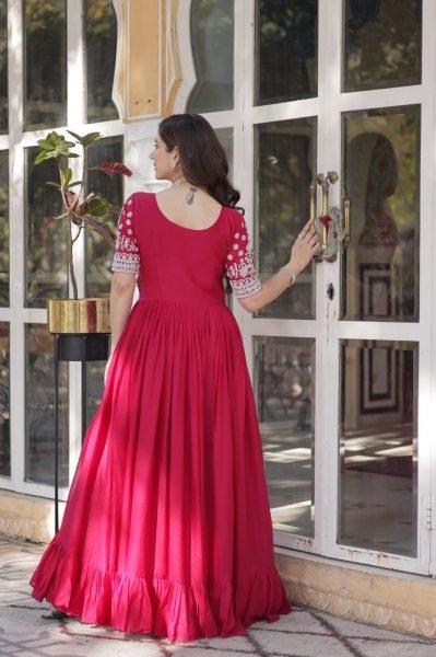 Star Georgette Kurti with Heavy Embroidery Work Cotton Lining Elegant Festive Wear Ready To Wear Collection